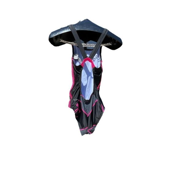 Champions Bright Pink Black Geometric Lined Swimsuit Size S - Picture 2 of 5